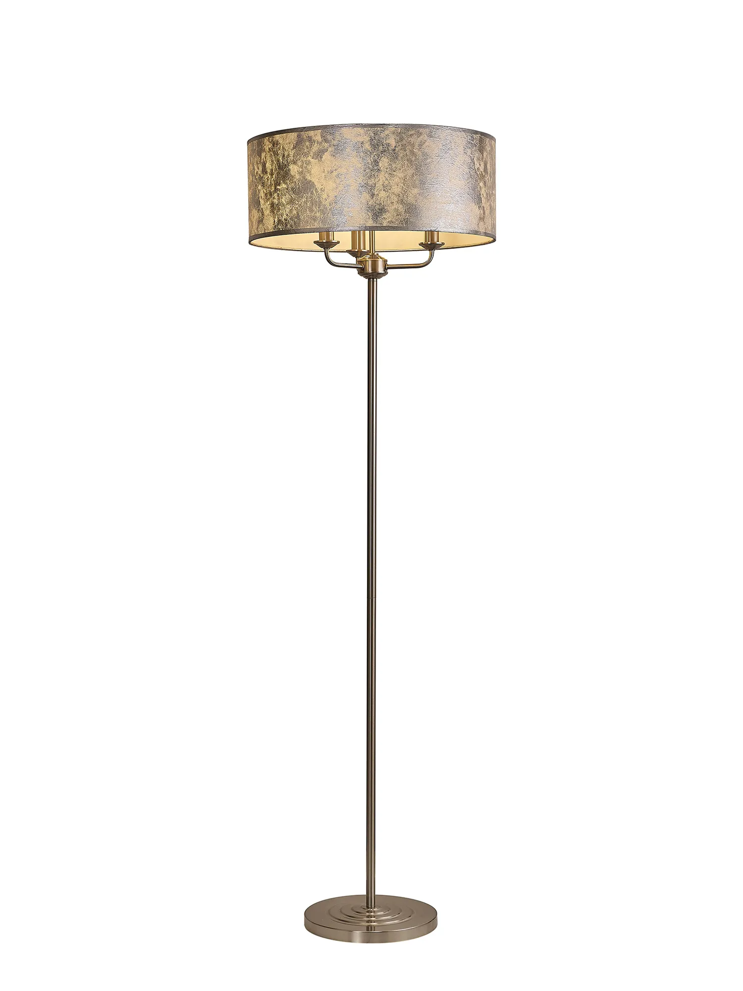 Banyan 45cm 3 Light Floor Lamp Satin Nickel; Silver Leaf